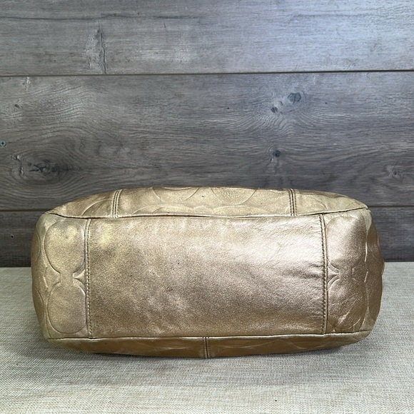 Coach East West F17727 Gallery Embossed Metallic Gold Leather Tote shoulder bag - Picture 9 of 12